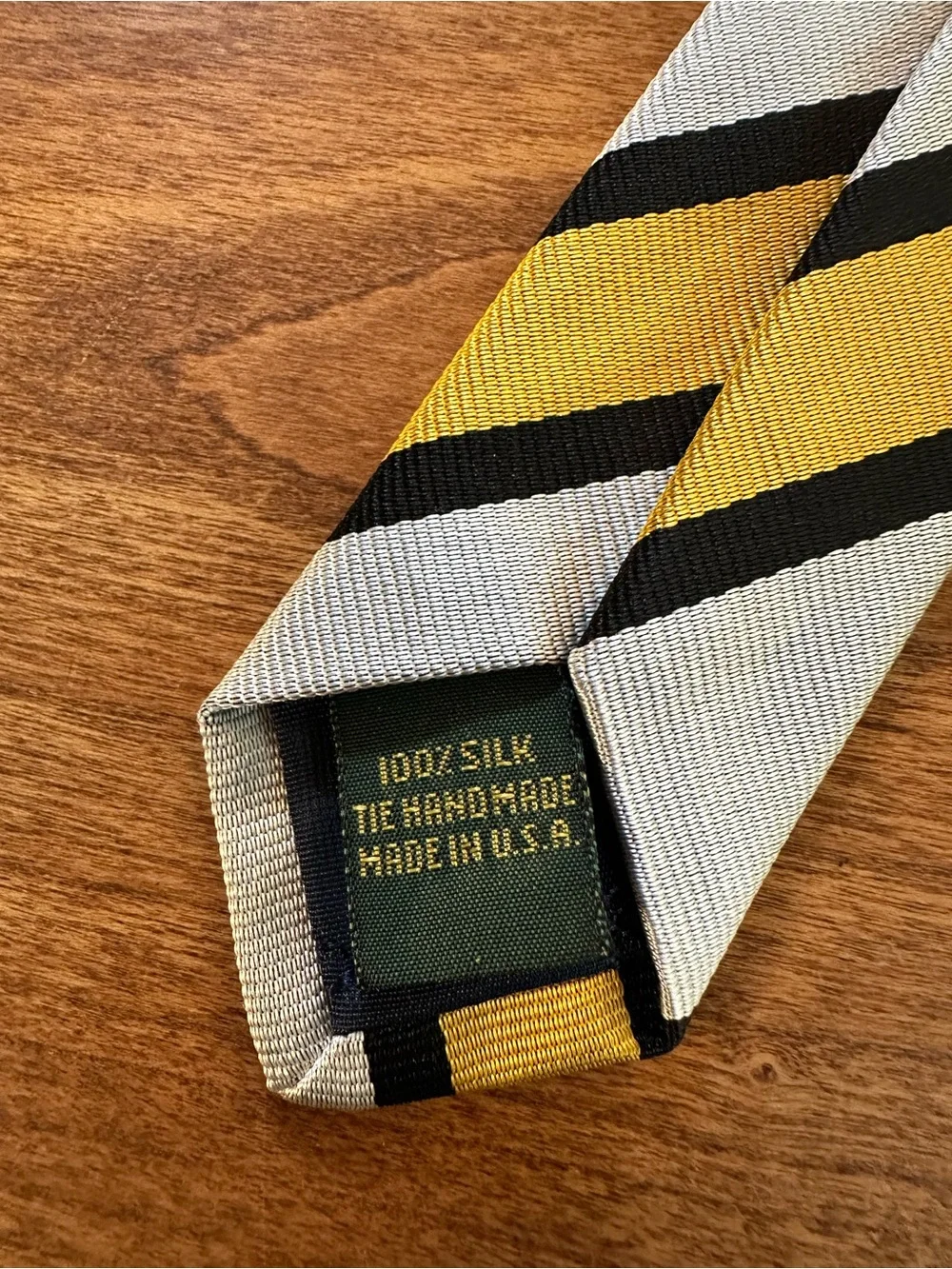 Club Room Silk Yellow, White & Black Diagonal Stripe Tie
